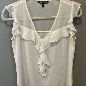 Express Ivory Ruffle Top